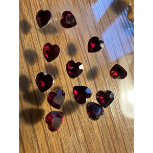12pc 5mm Red Heart Shape Rhinestone Faux Ruby Gem Faceted Pointed Back Valentine